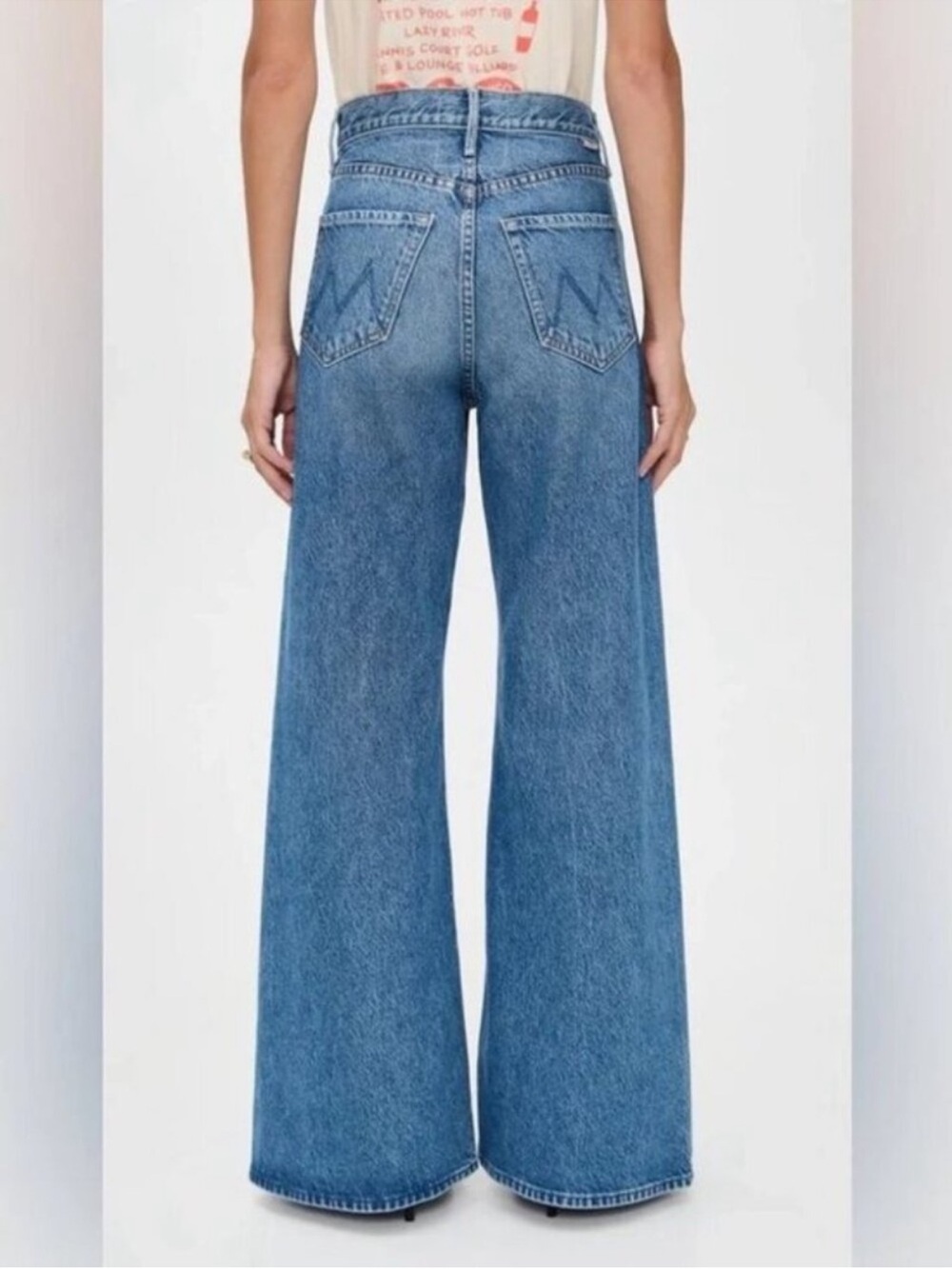 MOTHER High-Rise Wide-Leg Jeans in Blue Denim - Picture 2 of 5